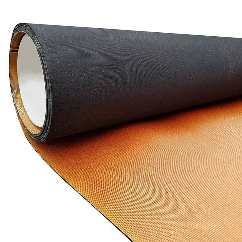 Dura Floor Roll Showing Surface (Black) and Backing (Orange)