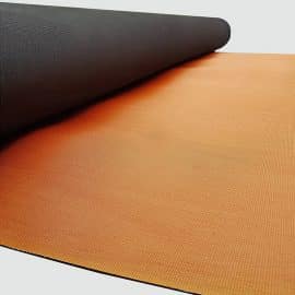 Dura Floor Roll Showing Surface (Black) and Backing (Orange)